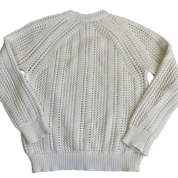 T TAHARI Women's Open Knit Cotton Blend Crewneck Sweater Chunky Knit Fisherman - Picture 11 of 16